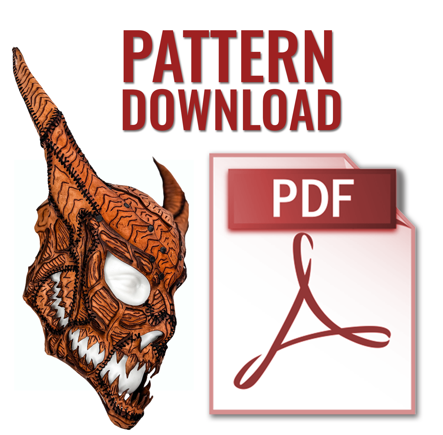 Leather Demon Skull Printable Pattern With Guide and Video Tutorial