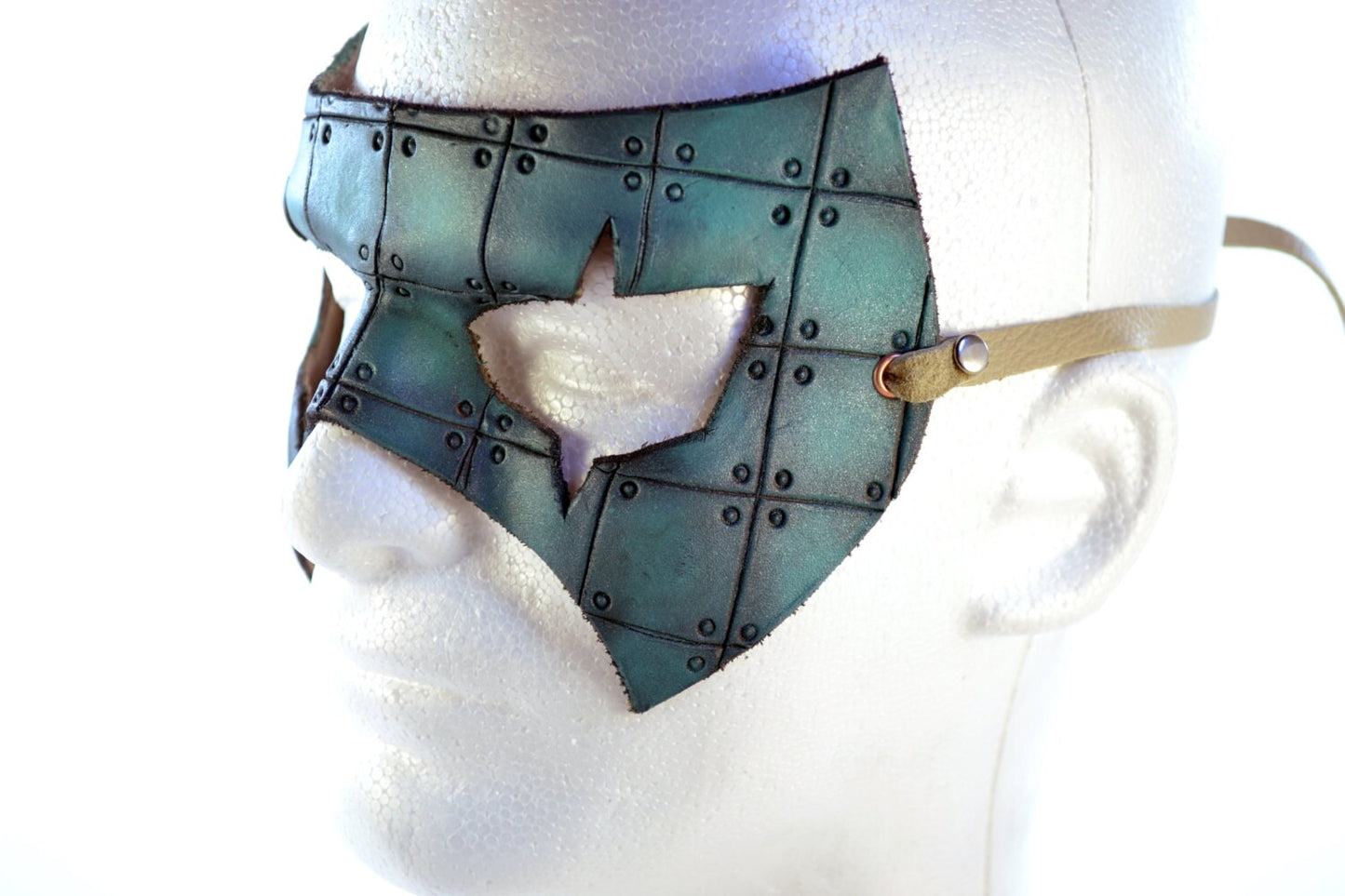 Handmade Genuine Leather Mask in Blue