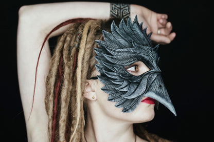 Black Raven Handmade Genuine Leather Mask