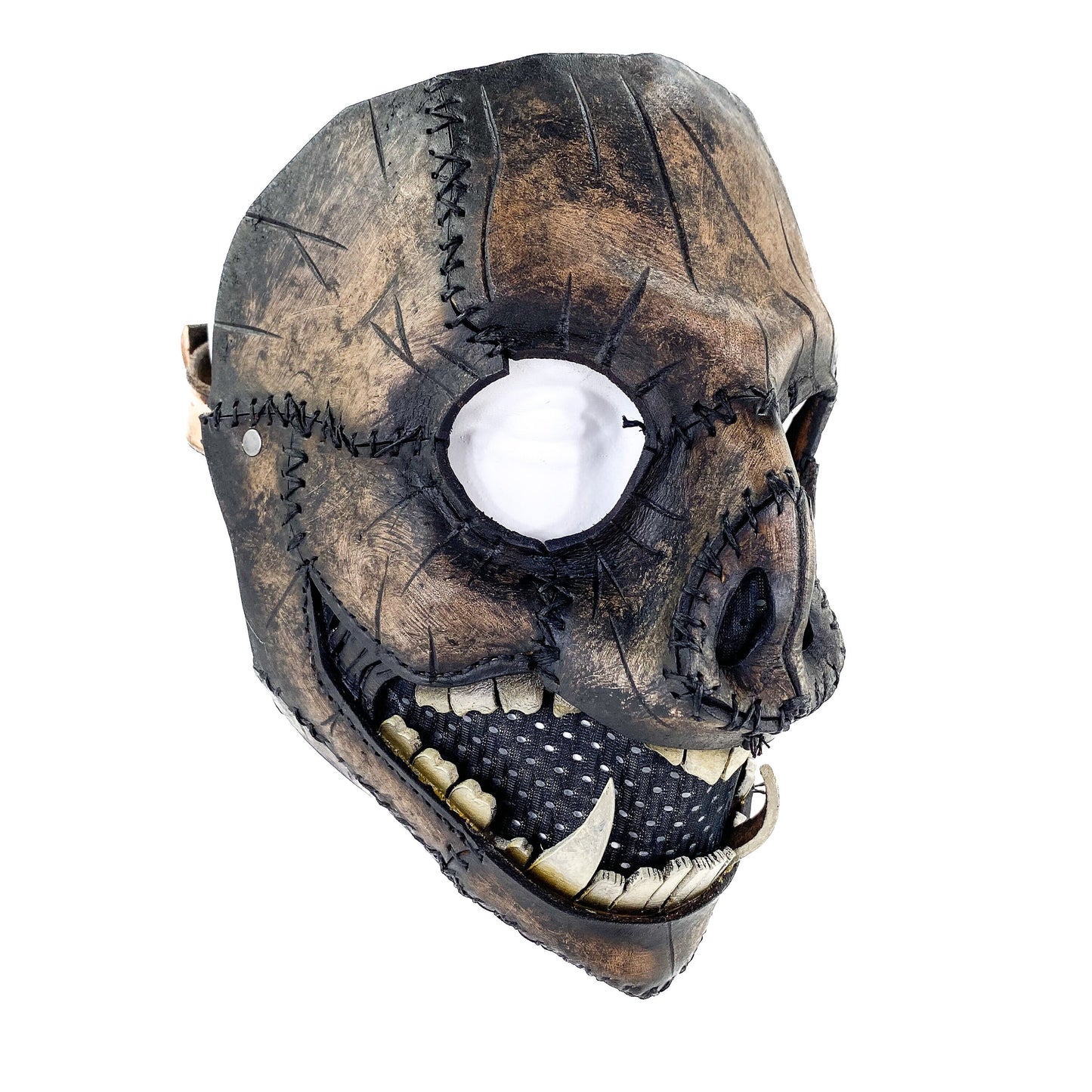 Evil Swine - Genuine Leather Mask - Charred Remains Horror Pig - Handmade Full Face Cover for Halloween or Performance Costume
