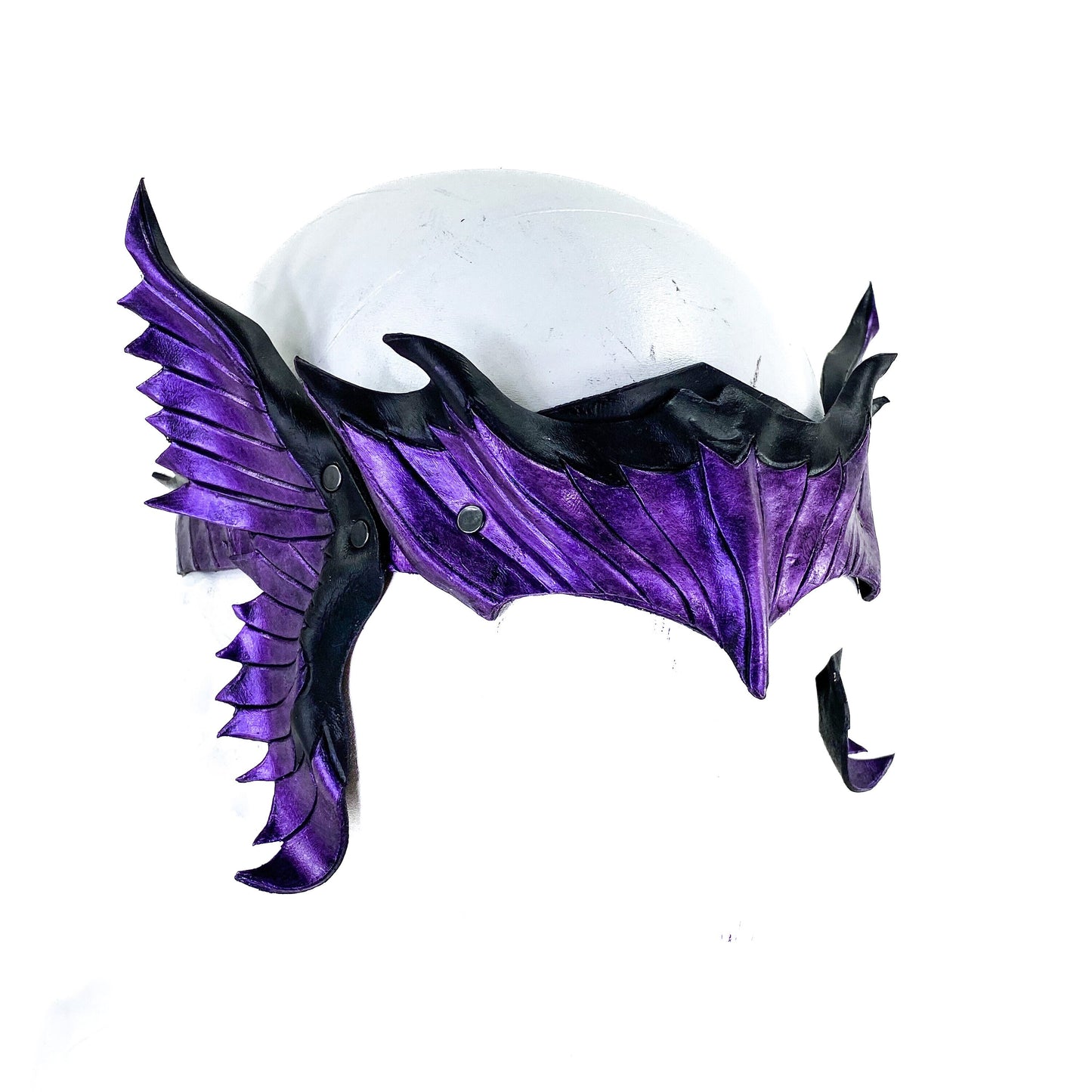 Masquerade Crown of Handmade Genuine Leather in Purple and Black