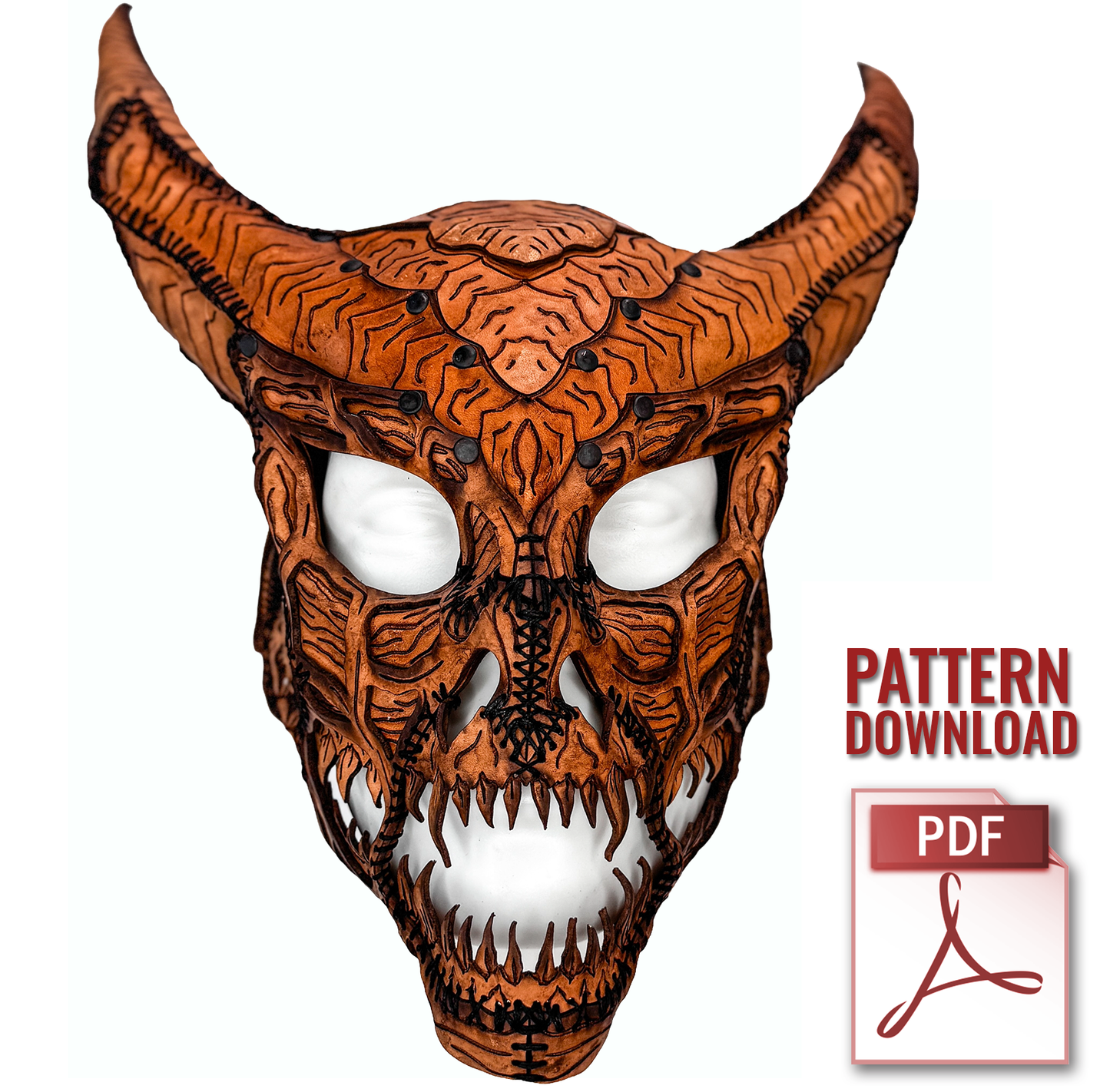 Leather Demon Skull Printable Pattern With Guide and Video Tutorial
