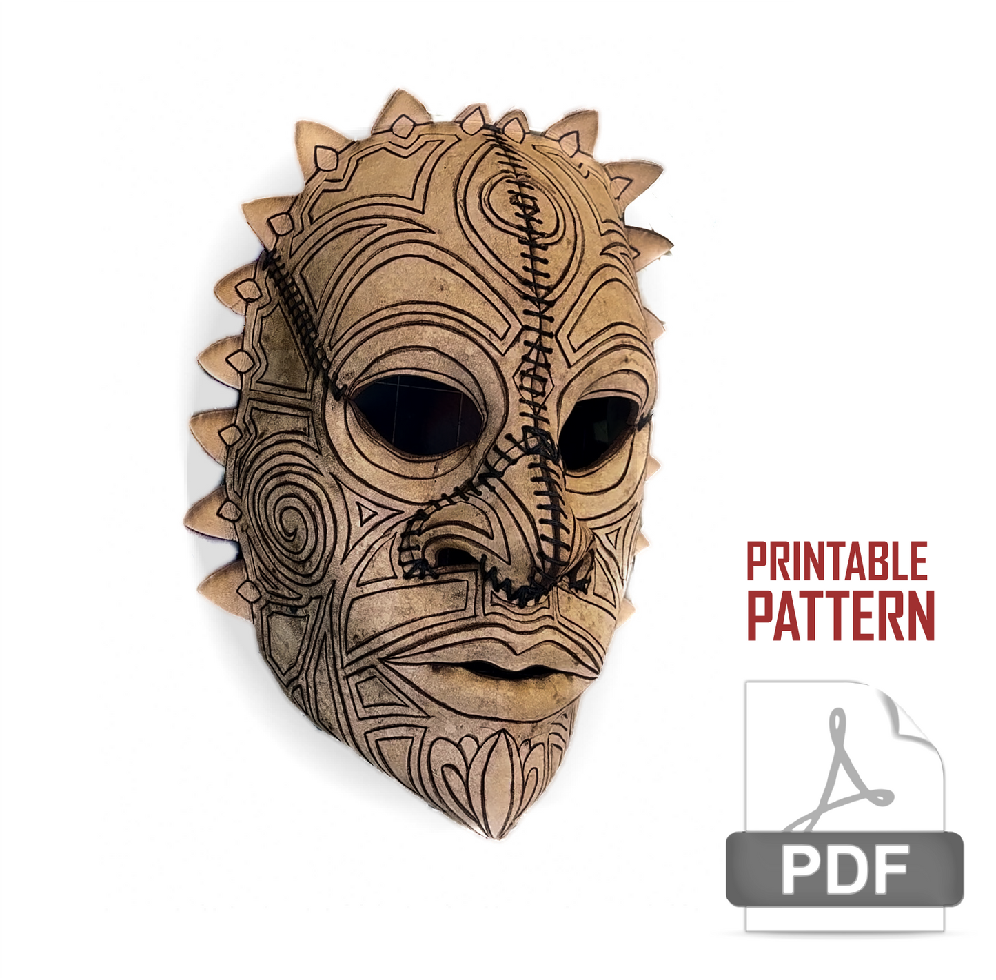 Leather Tribal Mask Printable Pattern Bundle — Intermediate + Advanced