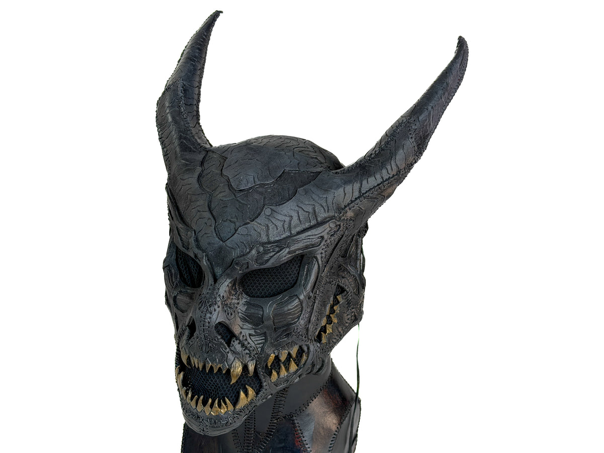 Demon Handcrafted Genuine Leather Mask in Grey