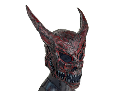 Demon Handcrafted Genuine Leather Mask in Red