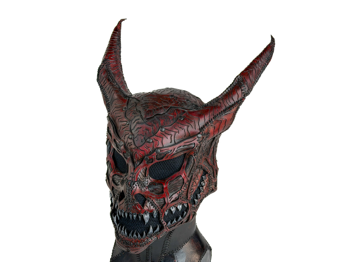 Demon Handcrafted Genuine Leather Mask in Red