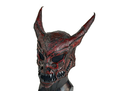 Demon Handcrafted Genuine Leather Mask in Red