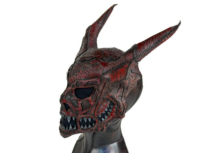 Demon Handcrafted Genuine Leather Mask in Red