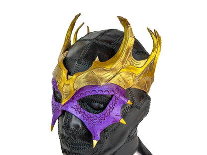 Purple Dragon Crown Eye Mask - Handmade Genuine Leather - Masquerade, Halloween or Cosplay Costume