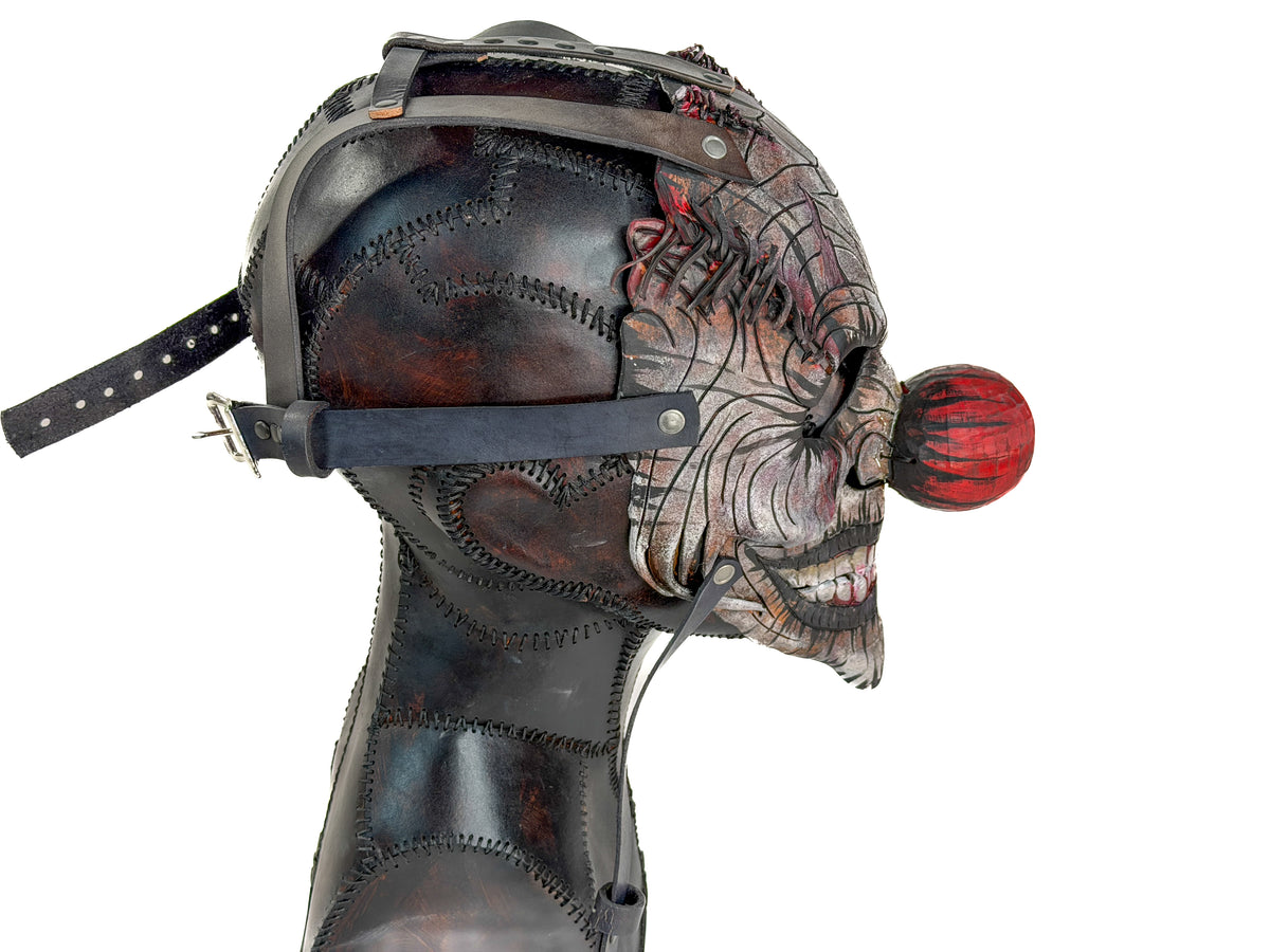 One of a Kind - Never Reproduced Clown Handmade Leather Clown Mask: Halloween Cosplay Costume