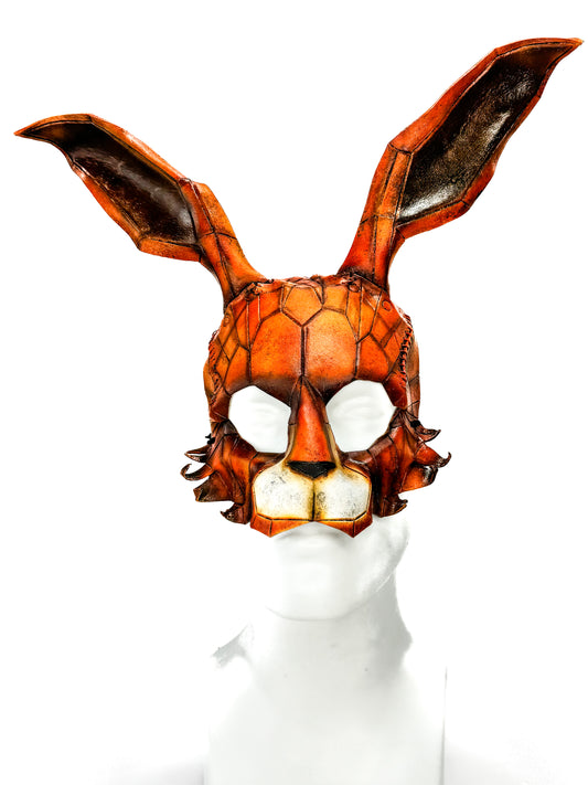 In Stock - Geometric Bunny Leather Mask in Sienna