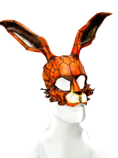 In Stock - Geometric Bunny Leather Mask in Sienna