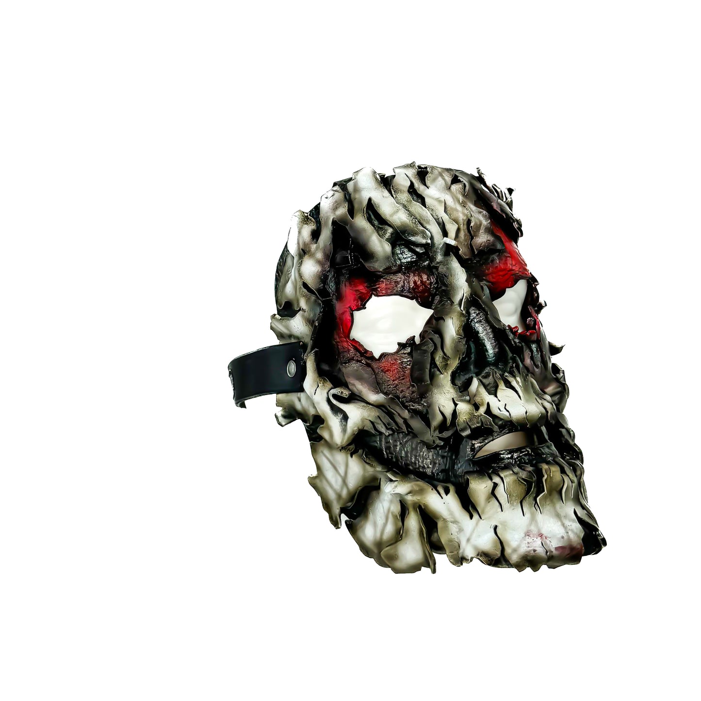 Genuine Leather Mask - Shattered Clown - Thick Straps w Velcro Included - Wide Mouth Edition