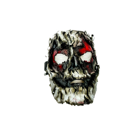 Genuine Leather Mask - Shattered Clown - Thick Straps w Velcro Included - Wide Mouth Edition