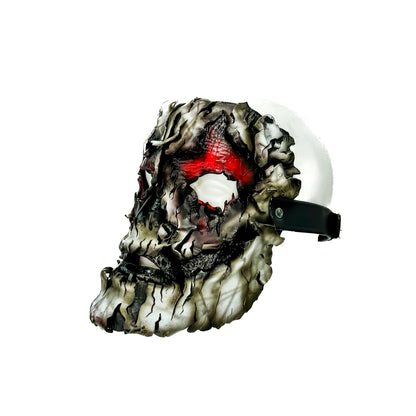 Genuine Leather Mask - Shattered Clown - Thick Straps w Velcro Included - Wide Mouth Edition