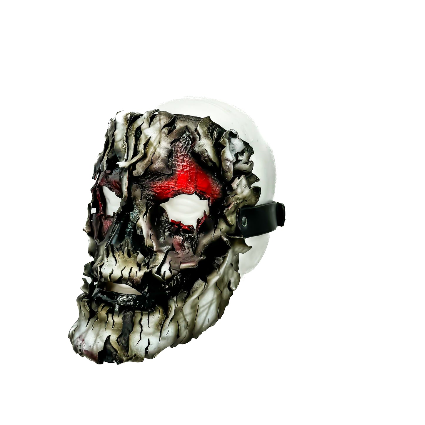 Genuine Leather Mask - Shattered Clown - Thick Straps w Velcro Included - Wide Mouth Edition