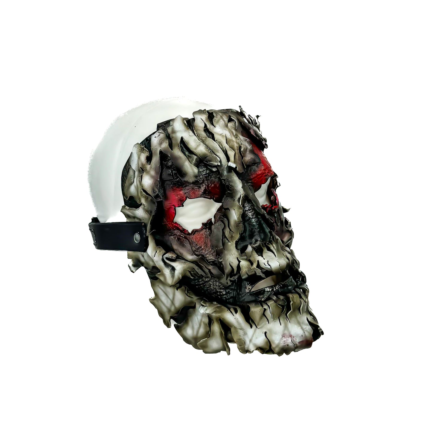 Genuine Leather Mask - Shattered Clown - Thick Straps w Velcro Included - Wide Mouth Edition