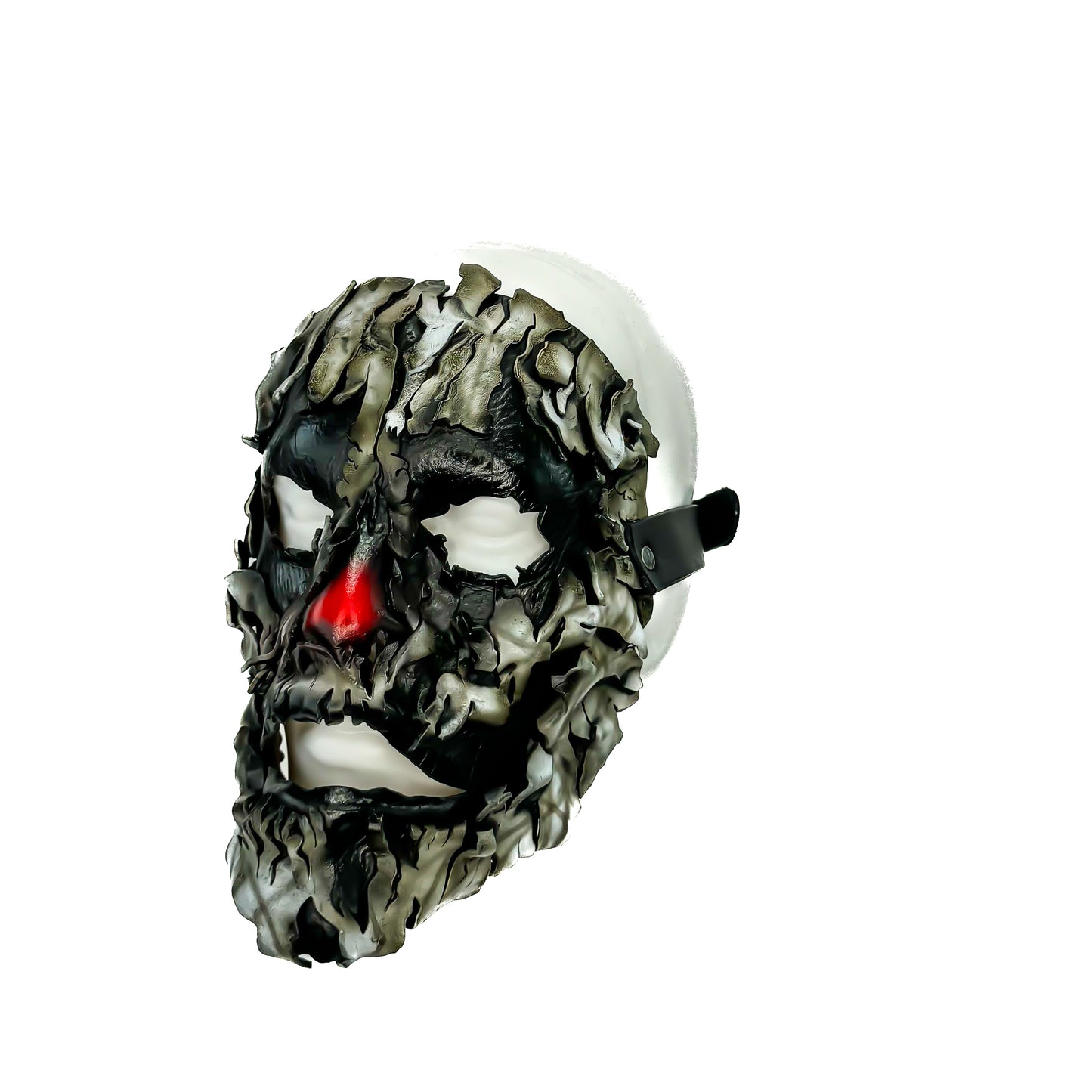 Genuine Leather Mask - Shattered Clown - Thick Straps w Velcro Included - Wide Mouth Edition