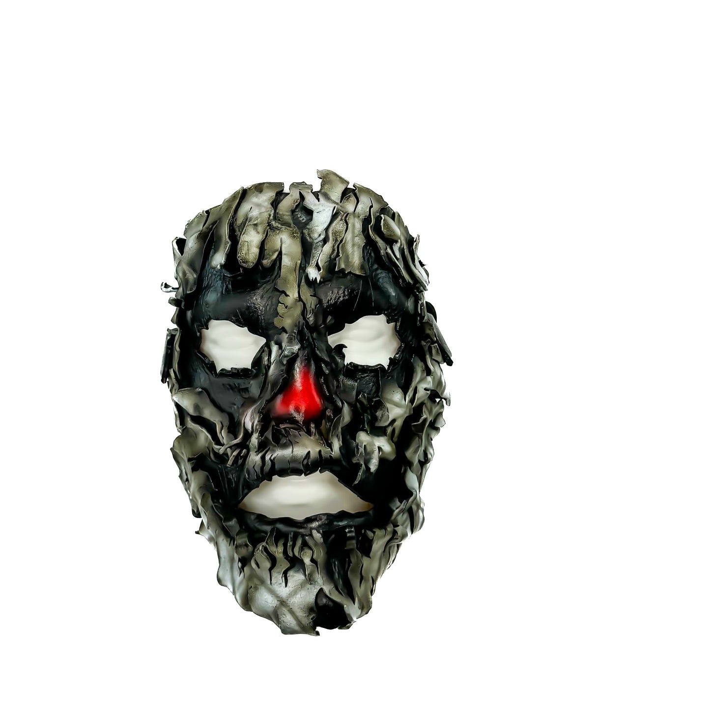 Genuine Leather Mask - Shattered Clown - Thick Straps w Velcro Included - Wide Mouth Edition