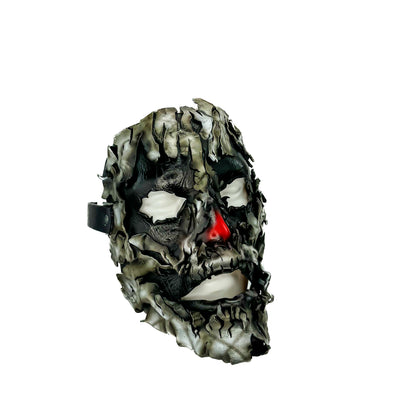 Genuine Leather Mask - Shattered Clown - Thick Straps w Velcro Included - Wide Mouth Edition