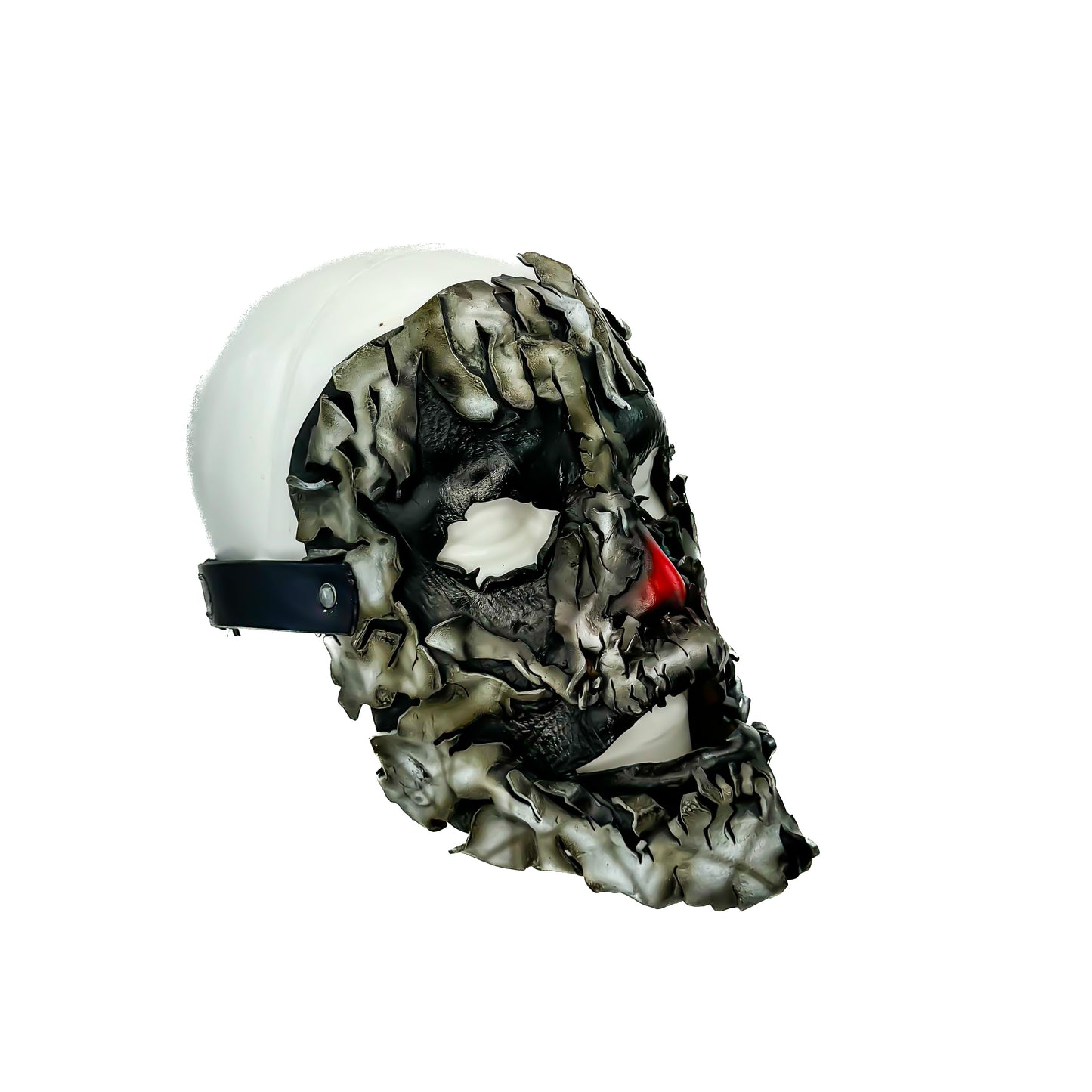 Genuine Leather Mask - Shattered Clown - Thick Straps w Velcro Included - Wide Mouth Edition