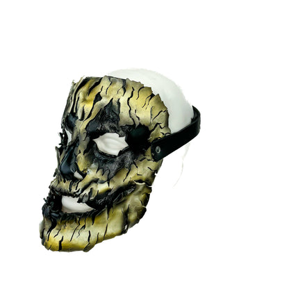 Genuine Leather Mask - Shattered Clown - Thick Straps w Velcro Included - Wide Mouth Edition