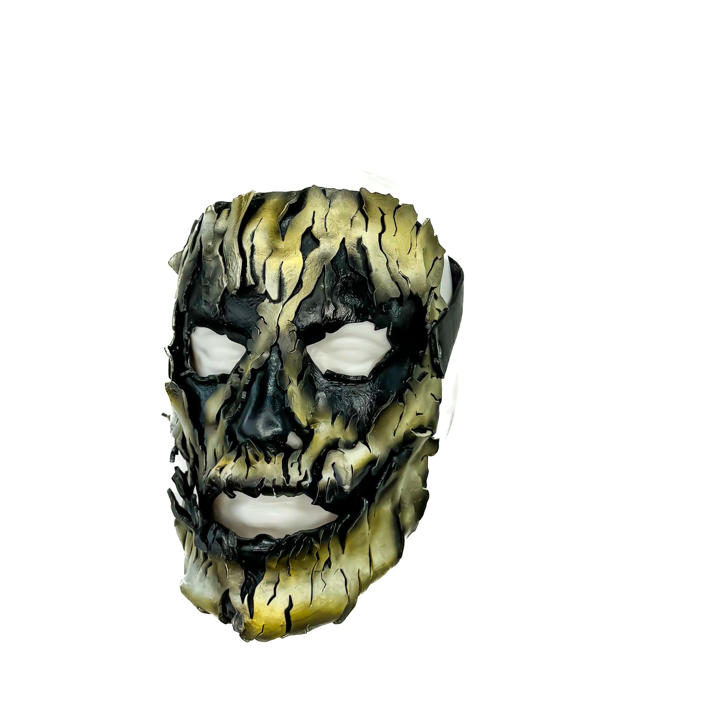 Genuine Leather Mask - Shattered Clown - Thick Straps w Velcro Included - Wide Mouth Edition