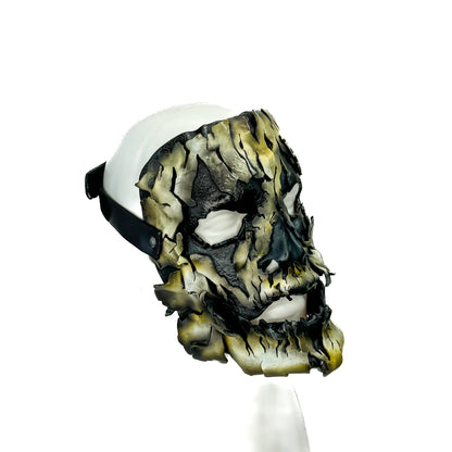 Genuine Leather Mask - Shattered Clown - Thick Straps w Velcro Included - Wide Mouth Edition