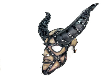 Evil Being - Handmade Genuine Horned Leather Devil/Demon/Satan Horned Mask