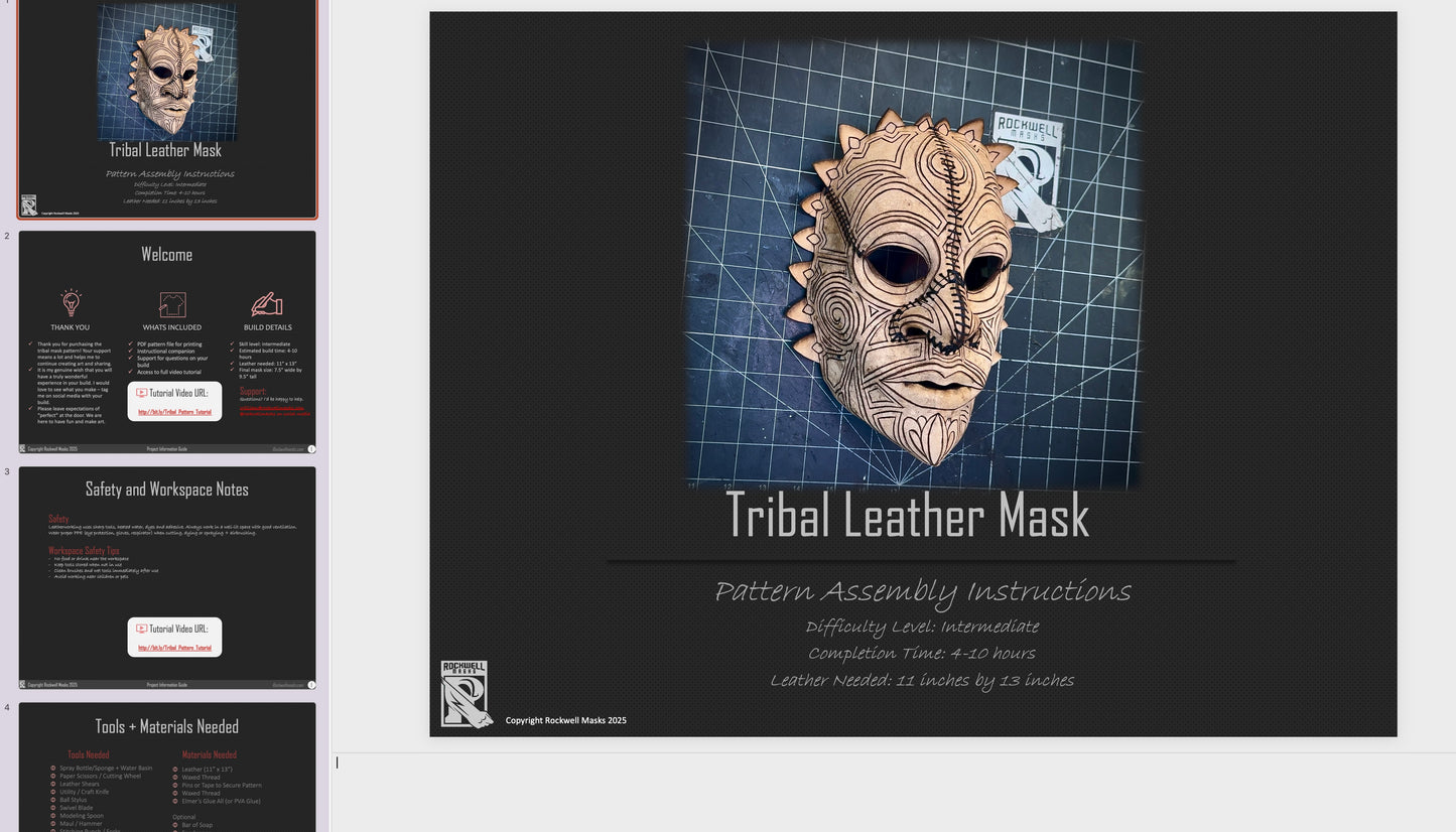 Leather Tribal Mask Printable Pattern Bundle — Intermediate + Advanced
