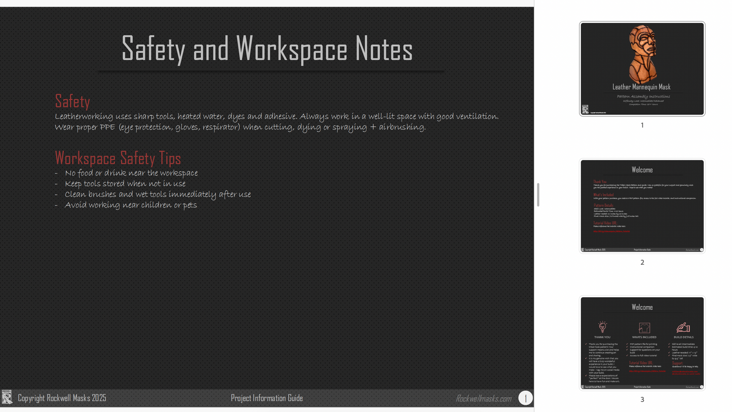 Leather Mannequin Head Printable Pattern With Guide and Video Tutorial