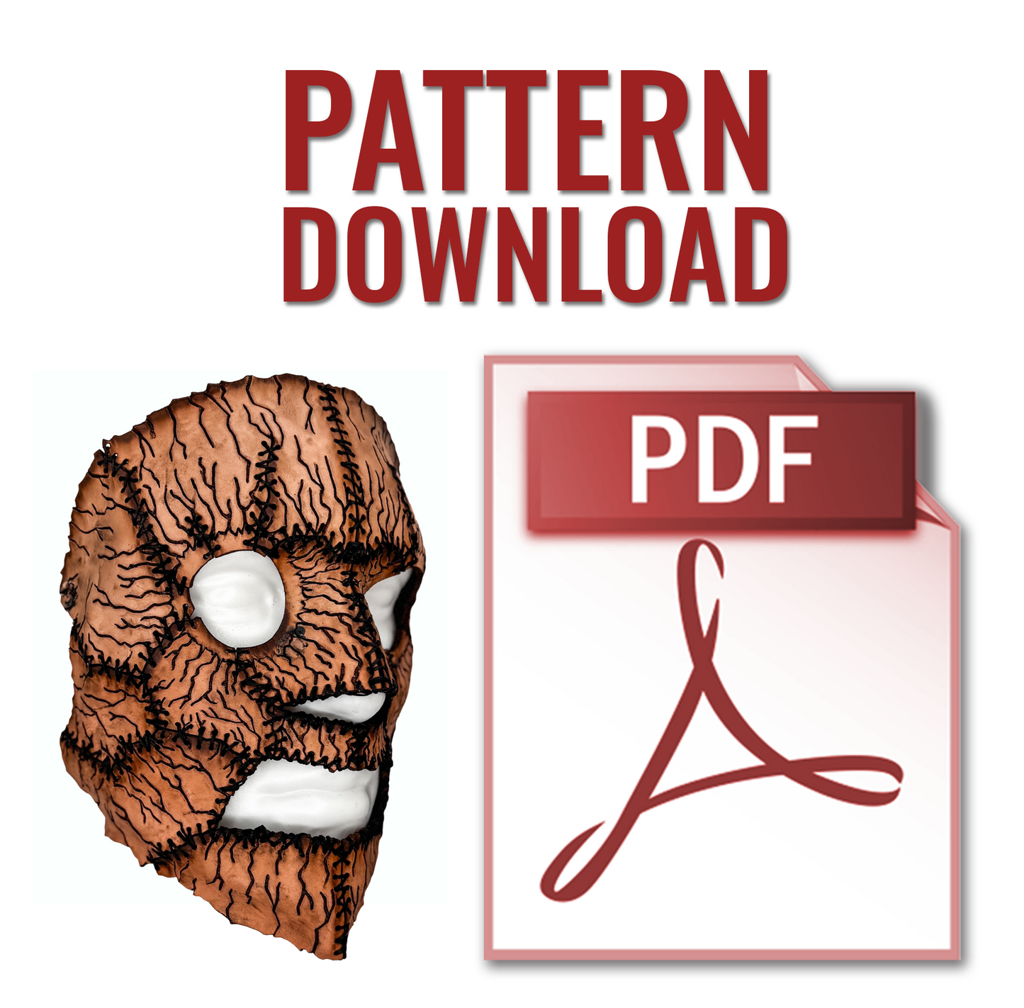 Cracked and Stitched Panel Mask Printable Pattern With Instructional Guide