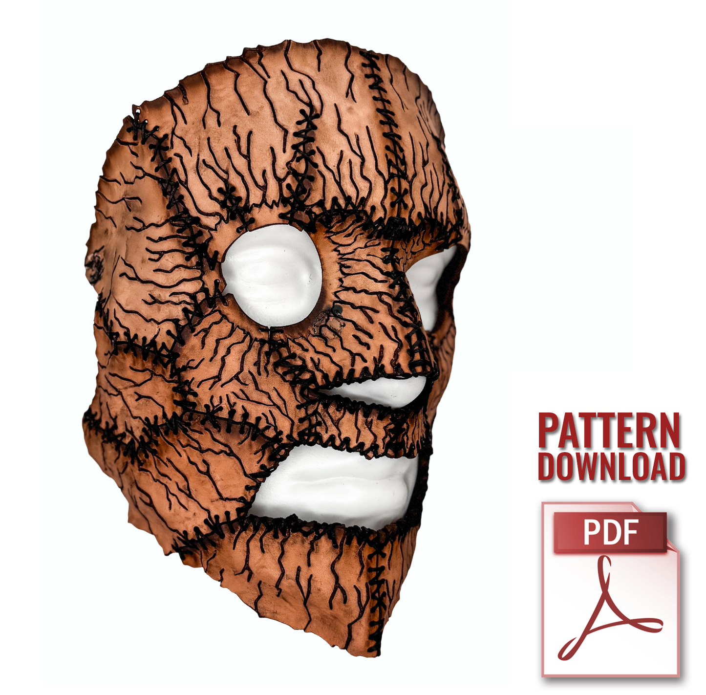 Cracked and Stitched Panel Mask Printable Pattern With Instructional Guide