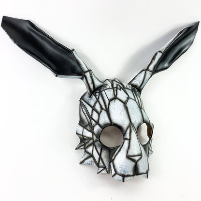 Geometric Bunny Leather Mask in Black and White