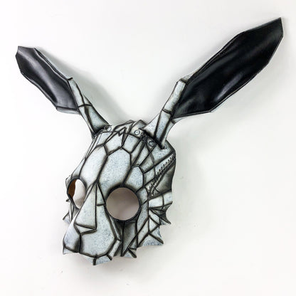 Geometric Bunny Leather Mask in Black and White