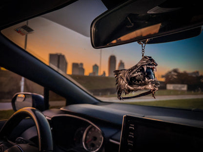 Lone Wolf Fully Detailed Miniature Leather Mask - Bag Charm, Mirror Ornament, Lanyard Accessory, Holiday Ornament, Party Favor