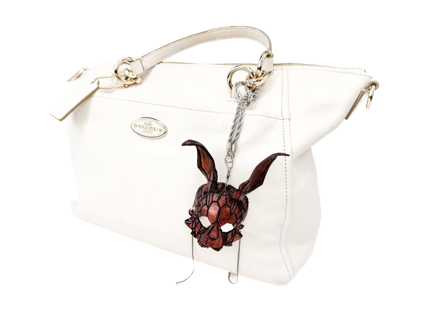 Graceful Bunny Leather Mini Mask – Handcrafted Charm for Rearview Mirrors, Handbags, Lanyards, Party Favors & More