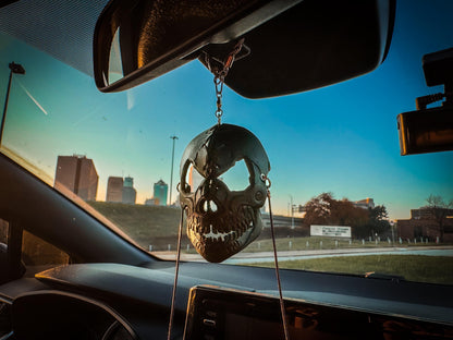 Menacing Skull Leather Mini Mask – Handcrafted Charm for Rearview Mirrors, Handbags, Lanyards, Party Favors & More