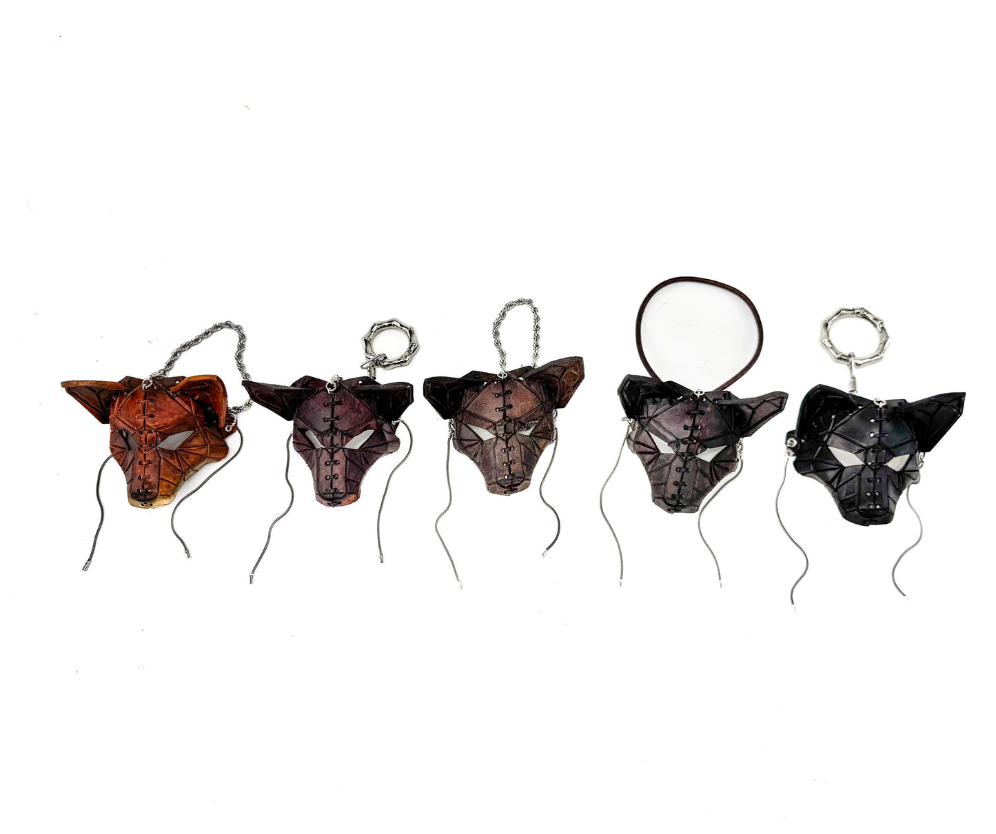 Sly Fox Fully Detailed Miniature Leather Mask - Bag Charm, Mirror Ornament, Lanyard Accessory, Holiday Ornament, Party Favor