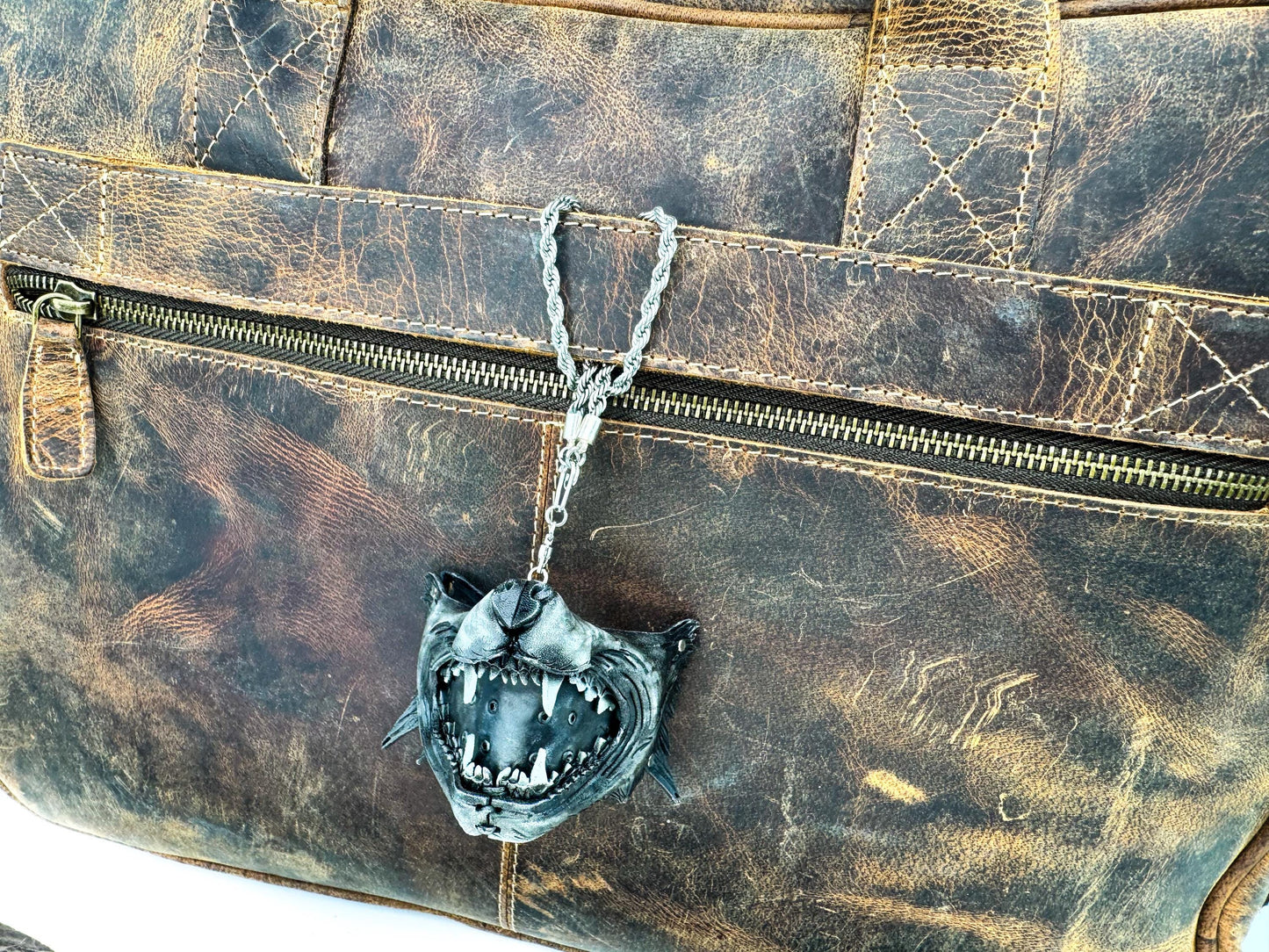 Lone Wolf Fully Detailed Miniature Leather Mask - Bag Charm, Mirror Ornament, Lanyard Accessory, Holiday Ornament, Party Favor