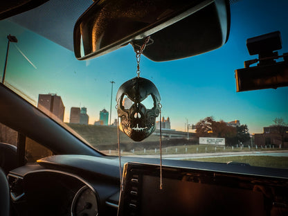 Menacing Skull Leather Mini Mask – Handcrafted Charm for Rearview Mirrors, Handbags, Lanyards, Party Favors & More