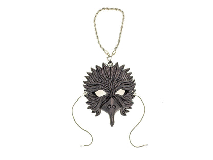 Elegant Raven Leather Mini Mask – Handcrafted Charm for Rearview Mirrors, Handbags, Lanyards, Party Favors & More