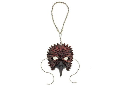 Elegant Raven Leather Mini Mask – Handcrafted Charm for Rearview Mirrors, Handbags, Lanyards, Party Favors & More