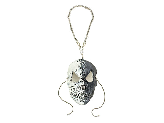 Menacing Skull Leather Mini Mask – Handcrafted Charm for Rearview Mirrors, Handbags, Lanyards, Party Favors & More