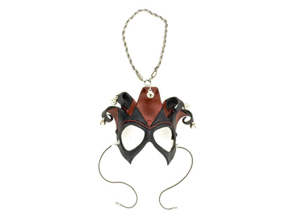 Court Jester - 5 Point Leather Mini Mask – Handcrafted Charm for Rearview Mirrors, Handbags, Lanyards, Party Favors & More