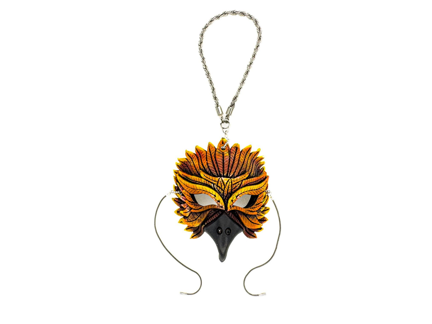 Elegant Raven Leather Mini Mask – Handcrafted Charm for Rearview Mirrors, Handbags, Lanyards, Party Favors & More