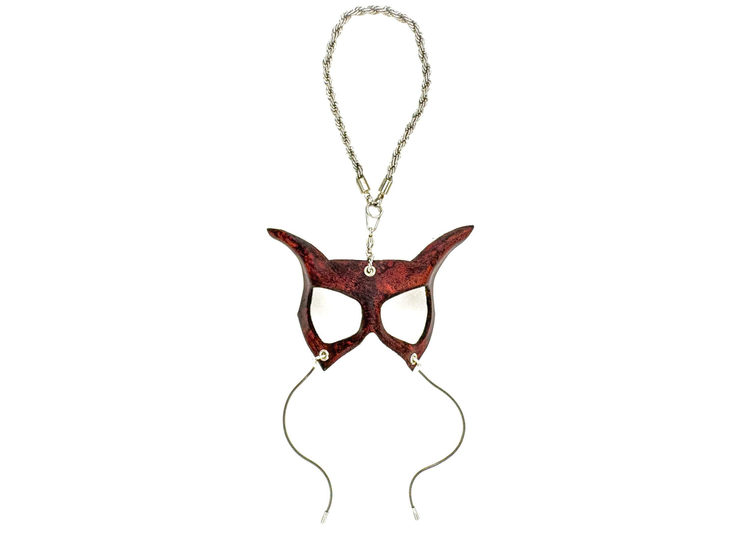 Curious Cat Leather Mini Mask – Handcrafted Charm for Rearview Mirrors, Handbags, Lanyards, Party Favors & More