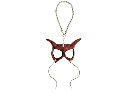 Curious Cat Leather Mini Mask – Handcrafted Charm for Rearview Mirrors, Handbags, Lanyards, Party Favors & More