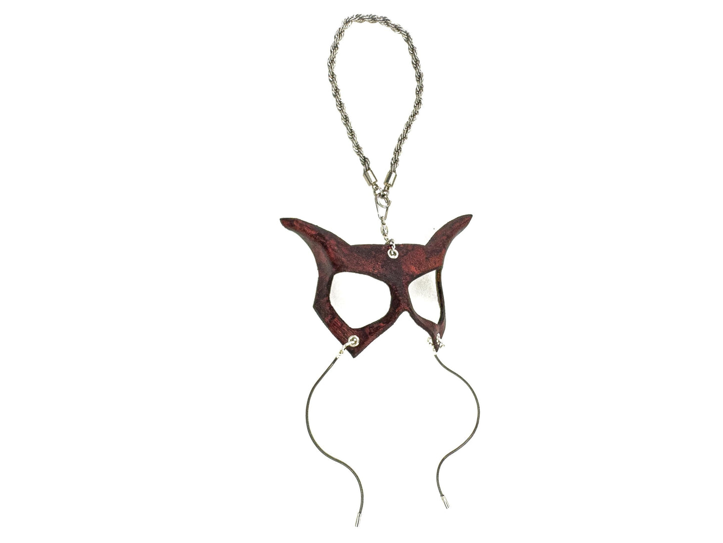 Curious Cat Leather Mini Mask – Handcrafted Charm for Rearview Mirrors, Handbags, Lanyards, Party Favors & More