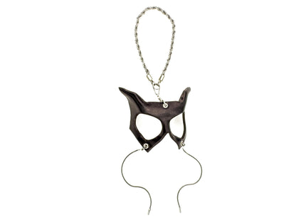 Curious Cat Leather Mini Mask – Handcrafted Charm for Rearview Mirrors, Handbags, Lanyards, Party Favors & More